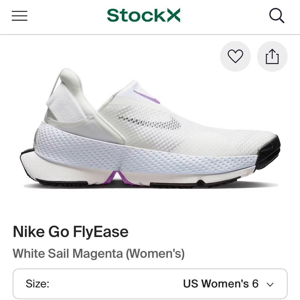 Nike Women’s Go FlyEase Gray, Purple Slip In Hands Free Sneakers Size 6.